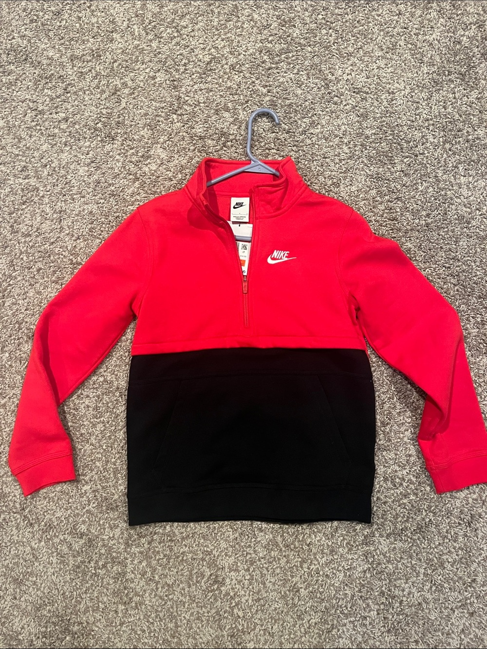 Nike Red and Black Kids Half-Zip Sweatshirt